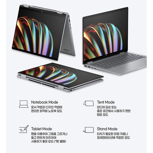 HP 2024 엔비 X360 2in1 14 코어Ultra5, Meteor Silver, 512GB, 16GB, WIN11 Home, 14-fc0075TU