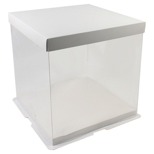 아이엔피 사각 포장상자 2호 215 x 215 x 230 mm, 화이트 + 투명(상자), 3개