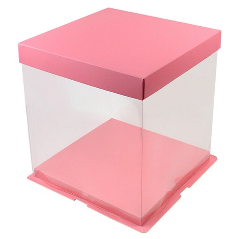 아이엔피 사각 포장상자 1호 215 x 215 x 160 mm, 핑크 + 투명(상자), 3개