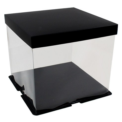아이엔피 사각 포장상자 1호 215 x 215 x 160 mm, 블랙 + 투명(상자), 3개