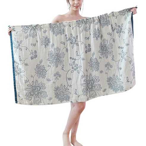데이소이 소프트 원피스 샤워 가운 75 x 140 cm, 블루 에스닉, 1개