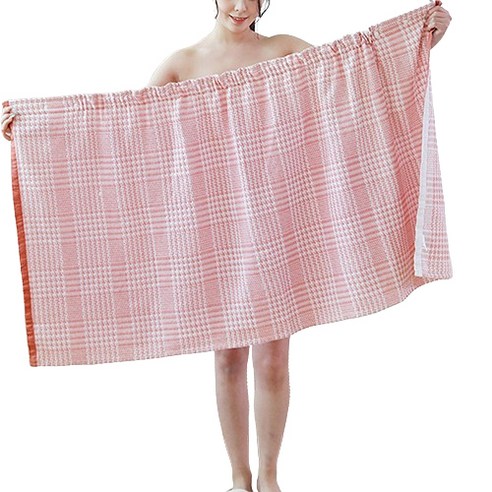 데이소이 소프트 원피스 샤워 가운 75 x 140 cm, 핑크체크, 1개