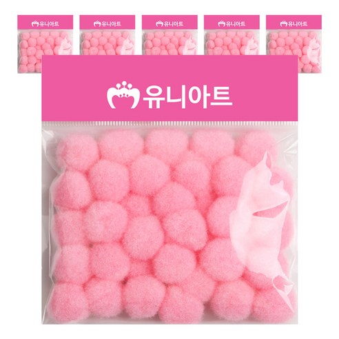 유니아트 1000 퐁퐁 20mm, 분홍, 6개
