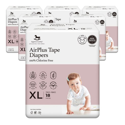 애플크럼비 오리지널 테이프형 기저귀, 남녀공용 특대형 리뷰 애플크럼비기저귀