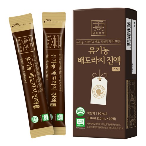 몸애쏙쏙 유기농 배도라지진액 스틱 10p, 100ml, 3개