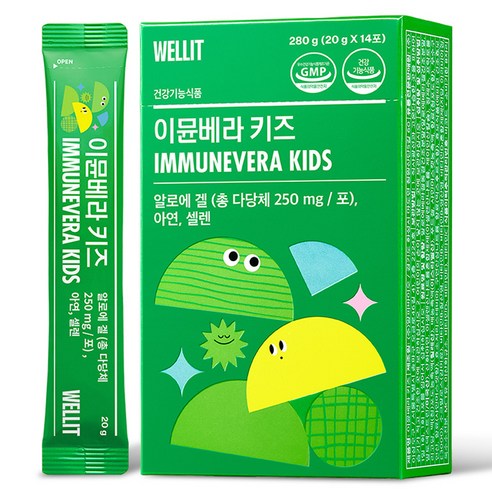 웰릿 이뮨베라 키즈 알로에 스틱 14p, 280g, 1개