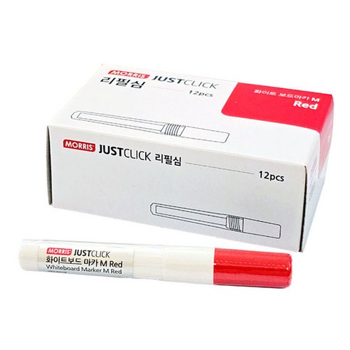 모리스 저스트클릭 보드마카 M 리필심, 적색, 12개