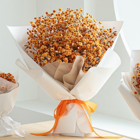 코코도르 프리저브드 안개꽃다발 라지, 오렌지