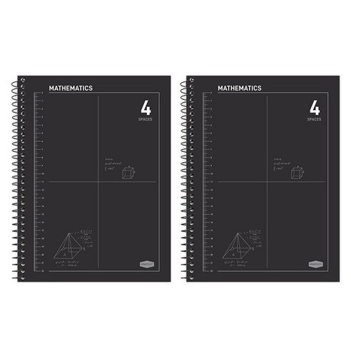 핑크풋 3000 4분할 수학 연습장, 블랙, 2개