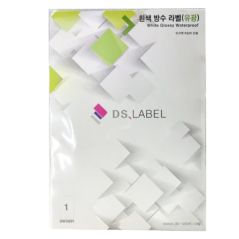 디에스라벨 1칸 전지 잉크젯 전용 흰색방수 유광 라벨지 DW3001, 단품, 25개