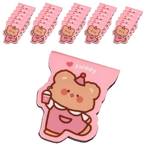 마켓감성 아기자기 캐릭터 북마크, 밀크티곰, 30개