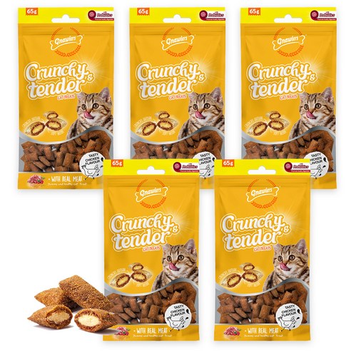 놀런즈 크런치 텐더 고양이 간식, 닭고기맛, 65g, 5개
