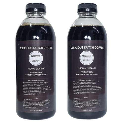 엔커피 더치커피 콜드브루 콜롬비아 1000ml + 과테말라 1000ml, 1세트