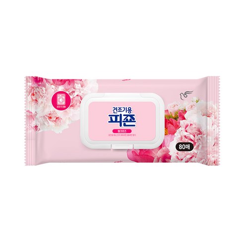 피죤 건조기용 오리지널 섬유유연제 핑크로즈 본품, 80매, 1개