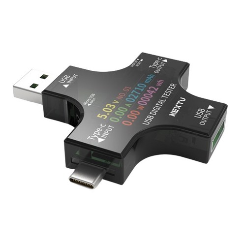 넥스트유 5in1 USB C타입 A타입 전압 전류 측정 테스터기 NEXT-VA03, 1개