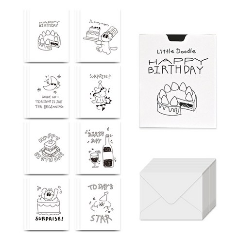 모노라이크 리틀두들 생일축하 메세지카드 세트, Series 1, 1세트