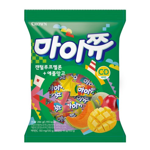 마이쮸 필로우 캔털루프멜론 + 애플망고 캔디, 284g, 3개