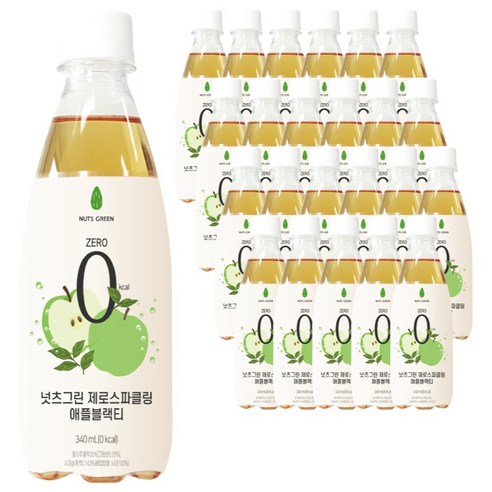 넛츠그린 제로스파클링 애플블랙티, 24개, 340ml