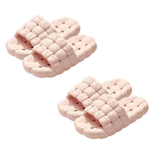 블럭마트 여성용 퀼팅 욕실화, 핑크, 2개