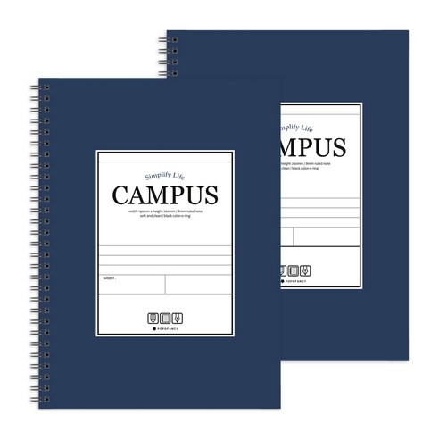 포포팬시 3000 캠퍼스 스프링 노트, 네이비, 2개