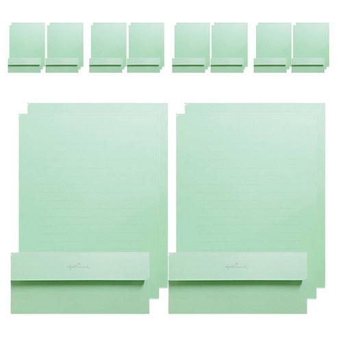 홀마크 무지 단색 편선지 4p + 봉투 2p 세트, 초록, 5세트