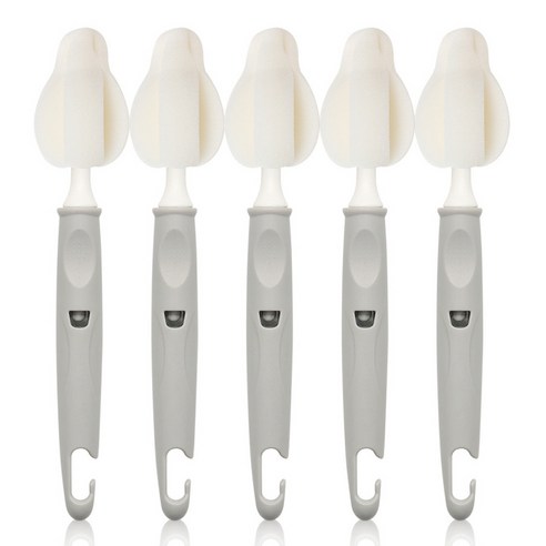 리에또 유아용 젖병 젖꼭지 세척 솔, 5개, 라이트그레이