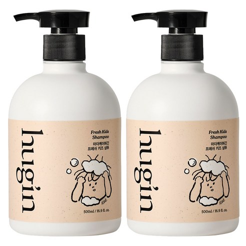 허긴 아동용 프레쉬 약산성 냄새 제거 키즈 샴푸 시트러스 에센셜 오일 향, 500ml, 2개