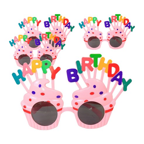 생일파티 머핀 안경, 핑크, 4개