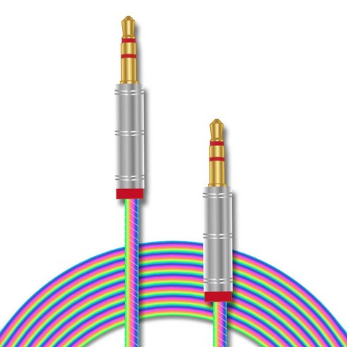 칼론 무지개 패브릭 AUX 스테레오 케이블, APC-A21, 실버, 1개
