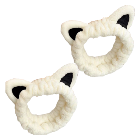 다정다감 도톰한 냥이 세안 헤어밴드 20 x 20 cm, 베이지, 2개