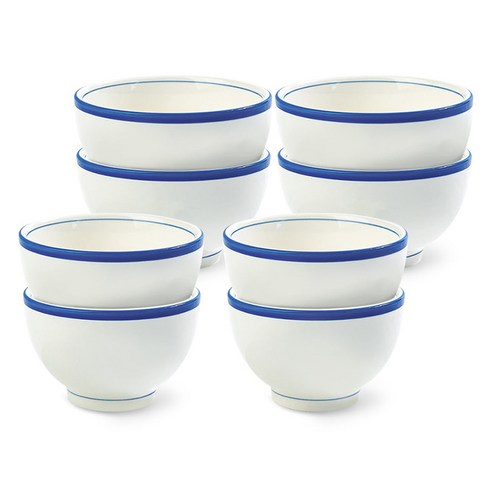 시라쿠스 메이플 공기 대접 세트, 라인블루, 4세트, 공기 4p + 대접 4p