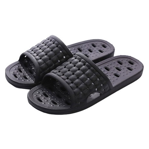 남성용 블럭마트 부드러운 물빠짐 욕실화, 블랙, 1개