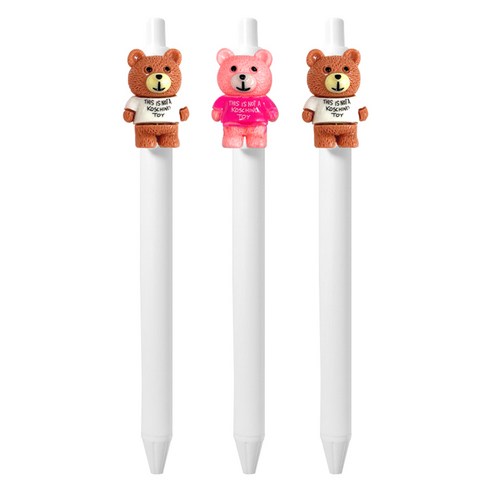 큐티 파츠 베어 젤펜 0.5mm, 랜덤발송, 3개