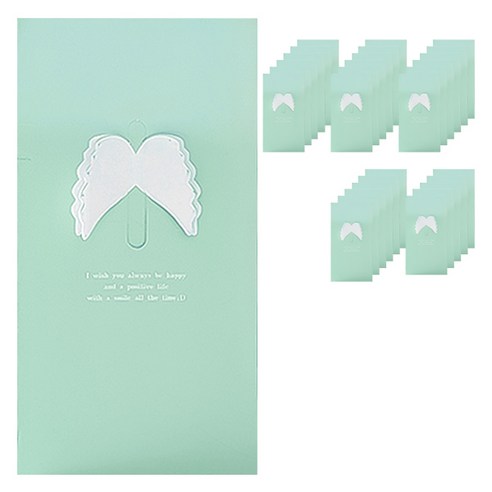 마켓감성 기프트 선물 편지 카드, 그린 날개, 100개