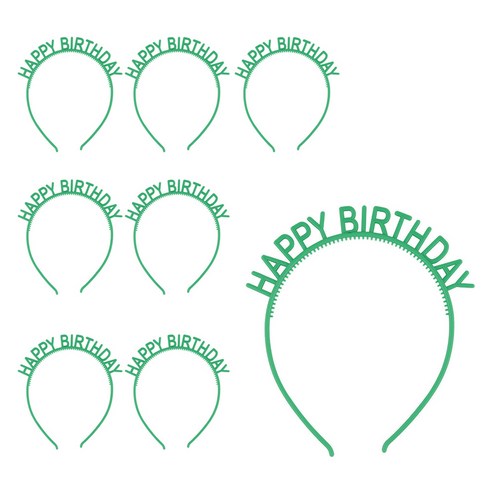 파티쇼 PVC 생일 머리띠, 그린, 8개