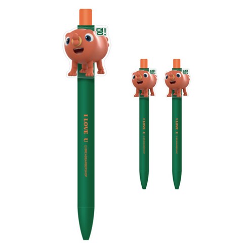 브레드이발소 아크릴 캐릭터 볼펜 0.7mm, 넵 윌크, 3개