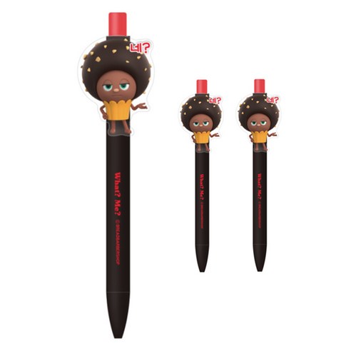 브레드이발소 아크릴 캐릭터 볼펜 0.7mm, 네 초코, 3개