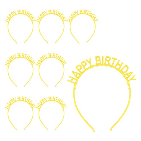 파티쇼 PVC 생일 머리띠, 옐로우, 8개
