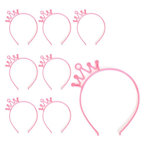 파티쇼 PVC 왕관 머리띠, 핑크, 8개