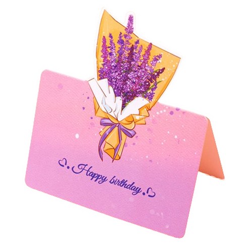 마켓감성 입체적 꽃다발 미니 카드, 라벤더 생일, 100개