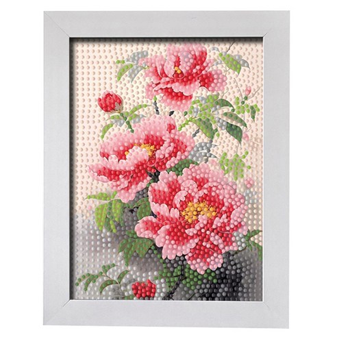 데이소이 쉬운 플라워 액자 보석십자수 DIY 세트 23 x 18 cm, TYPE 10 모란꽃, 1세트