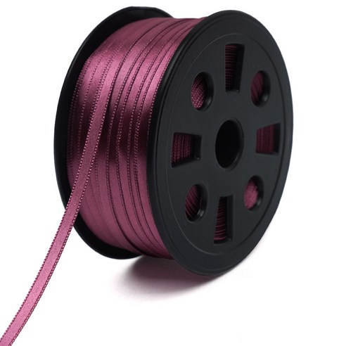 뭉구 프리미엄 유광 단면 공단 리본 5mm, 45 와인, 1개, 90m