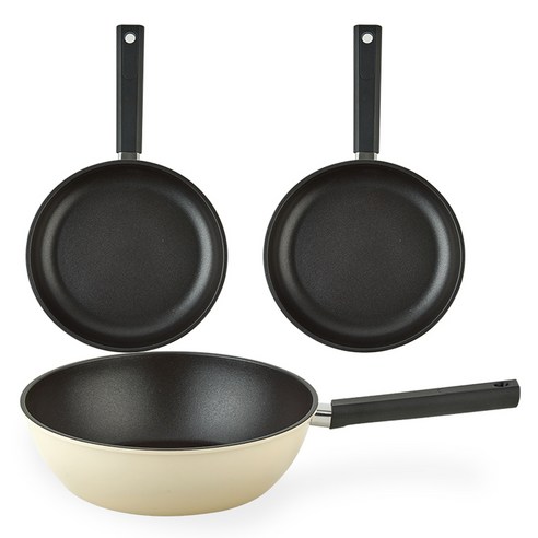 퀸센스 샌드 후라이팬 세트 3개, 베이지, 후라이팬 24cm 2p + 궁중팬 28cm, 1세트