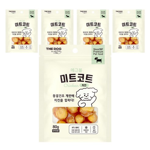 더독 강아지 미트코트 에그볼 간식, 치킨, 80g, 5개 강아지 간식