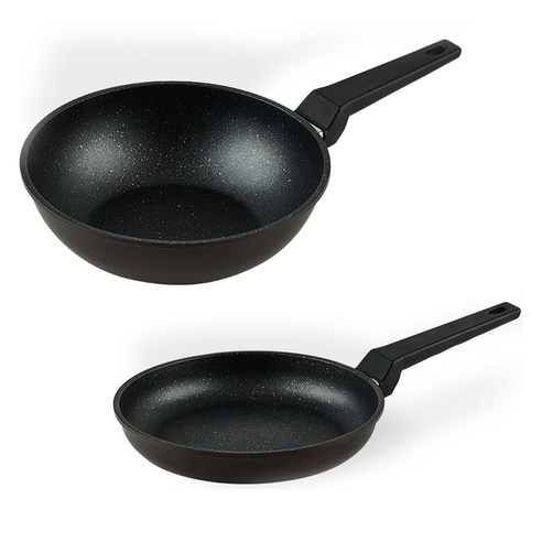 퀸센스 디너 후라이팬 2종 세트, 브라운, 후라이팬 24cm + 궁중팬 28cm, 1세트