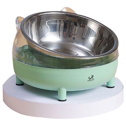 딩동펫 반려동물 네코 경사형 논슬립 스텐 식기, 화이트, 1개