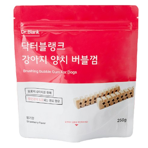 닥터블랭크 강아지 양치버블 덴탈껌, 딸기, 250g, 1개