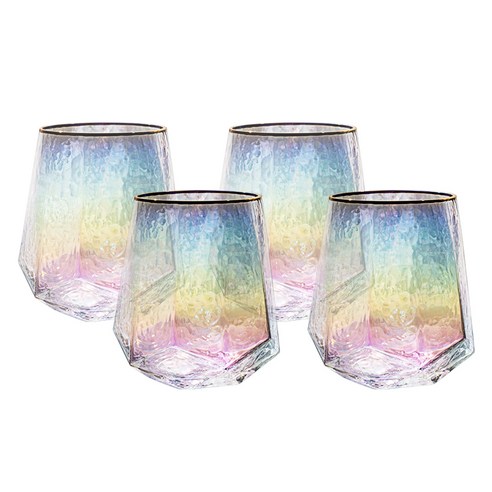 칼딘 홈카페 오로라 홀로그램 유리컵 560ml 골드라인 베이직, 혼합색상, 4개