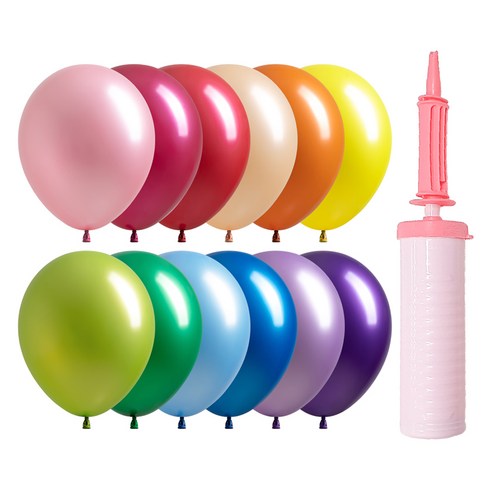 조이파티 조이벌룬 펄 풍선 30cm 100p + 손펌프 세트, 풍선(랜덤발송), 손펌프(마카롱핑크), 1세트
