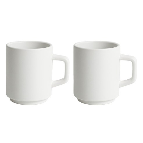 벤자민 무광 파스텔 컬러 레고 스택 머그 330ml, 화이트, 2개